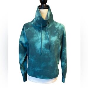 Warm Cozy Green Fleece cowl neck sweatshirt sz S